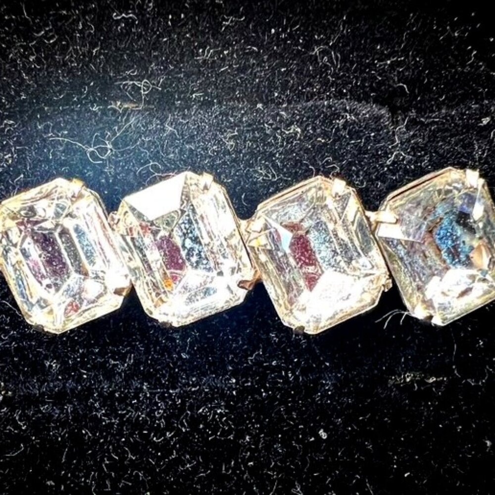 Vintage Costume Emerald Cut Rhinestone Brooch